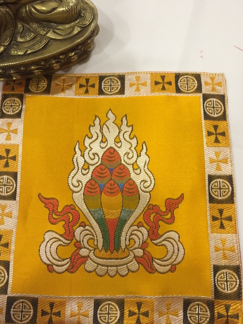 Tibetan Silk Yellow Norbu Placemat / Table Cover