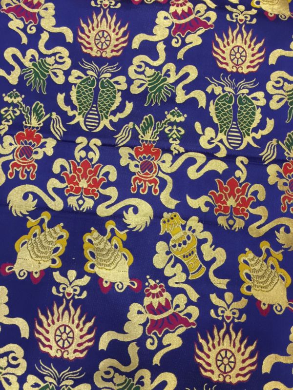 Tibetan Auspicious Symbol Blue Silk Brocade/fabrics