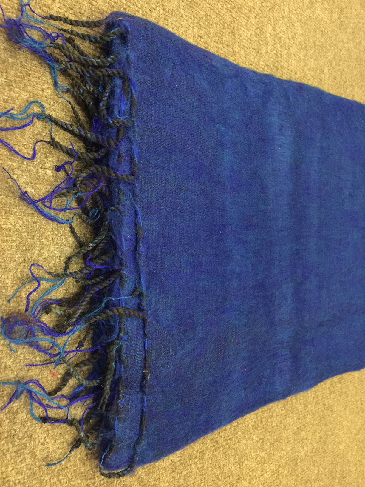Tibetan Blue Yak Wool Large Meditation Shawl