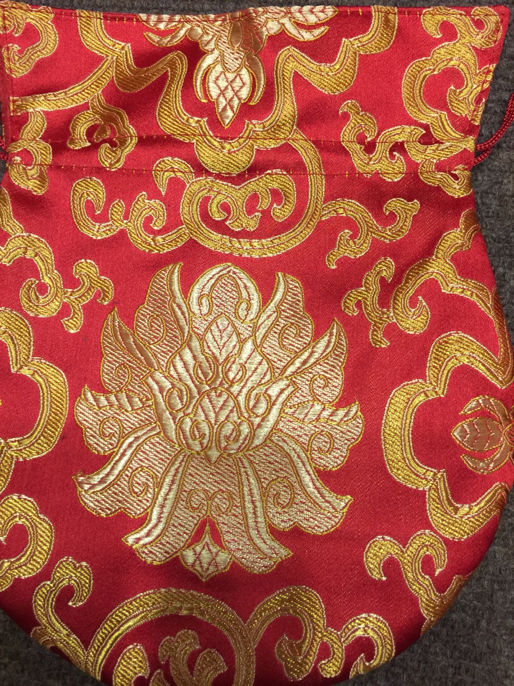 Tibetan Large Size Silk Red Lotus Mala Bag