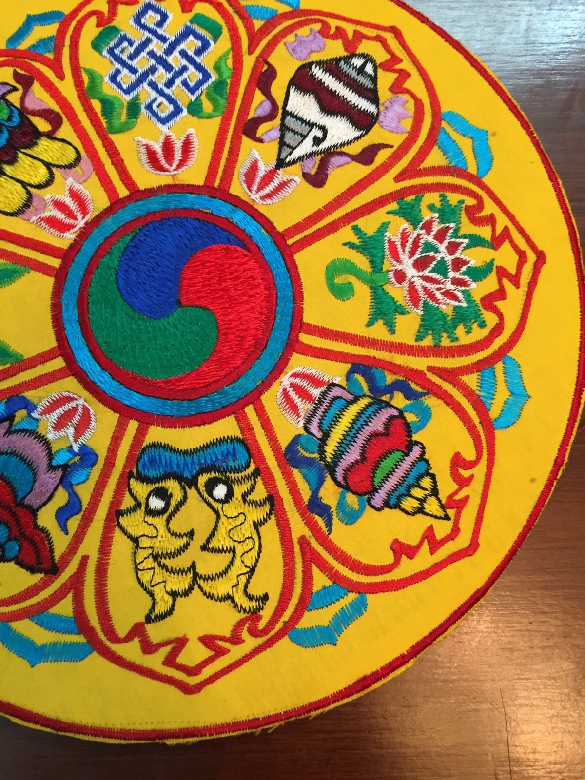 Tibetan 8 Auspicious Symbol Round Placemat